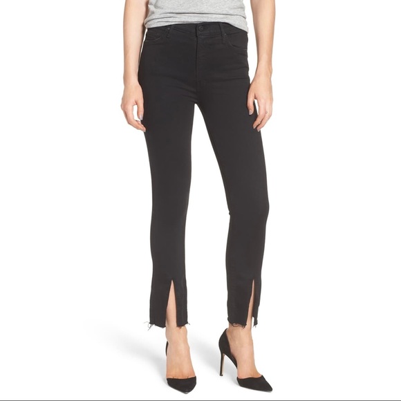 MOTHER Denim - MOTHER The Insider Slit Ankle Fray Jeans in Black